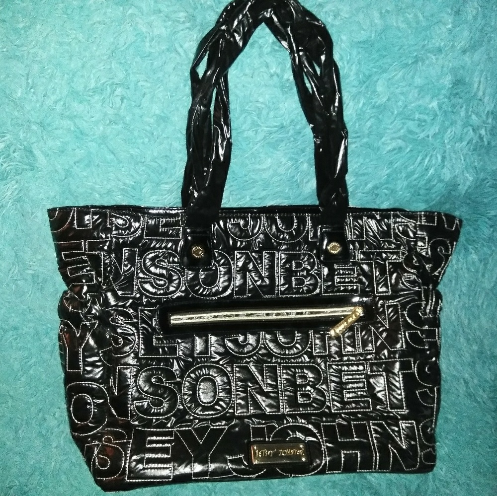 Betsy Johnson Black Large Tote Shoulder Bag